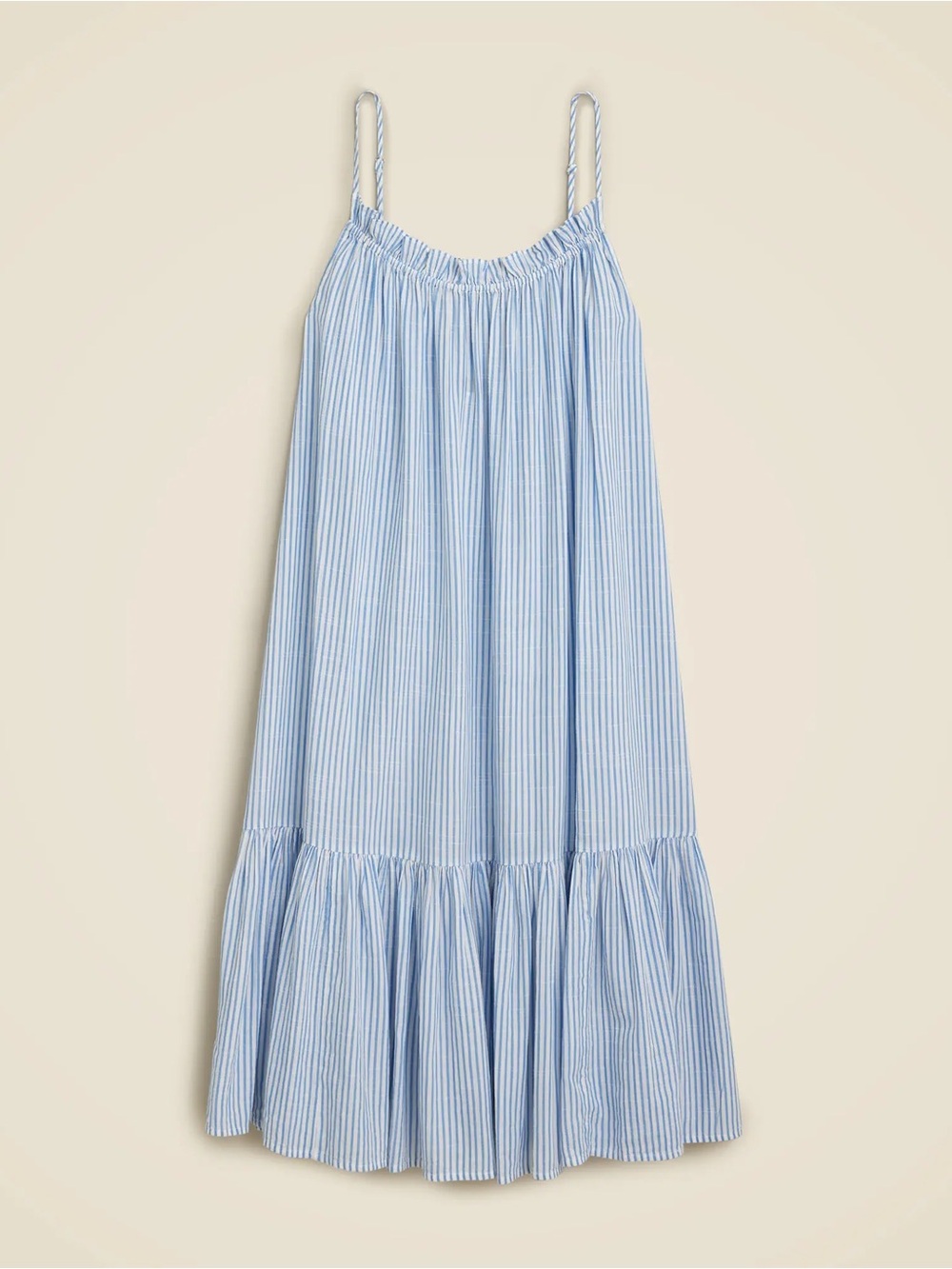 J. Crew Ruffle Beach Dress in Brilliant Ocean Stripe, Size S-M!